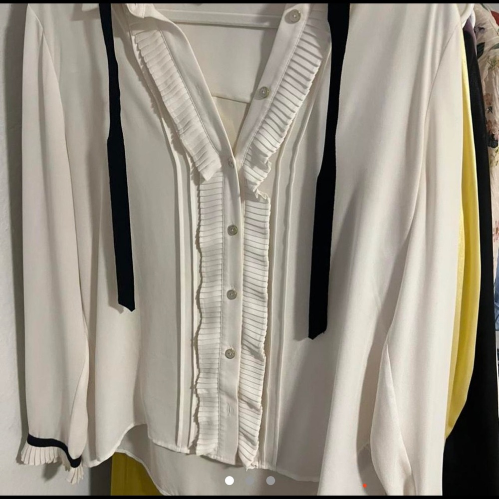 Ted Baker white chiffon tuxedo-inspired blouse